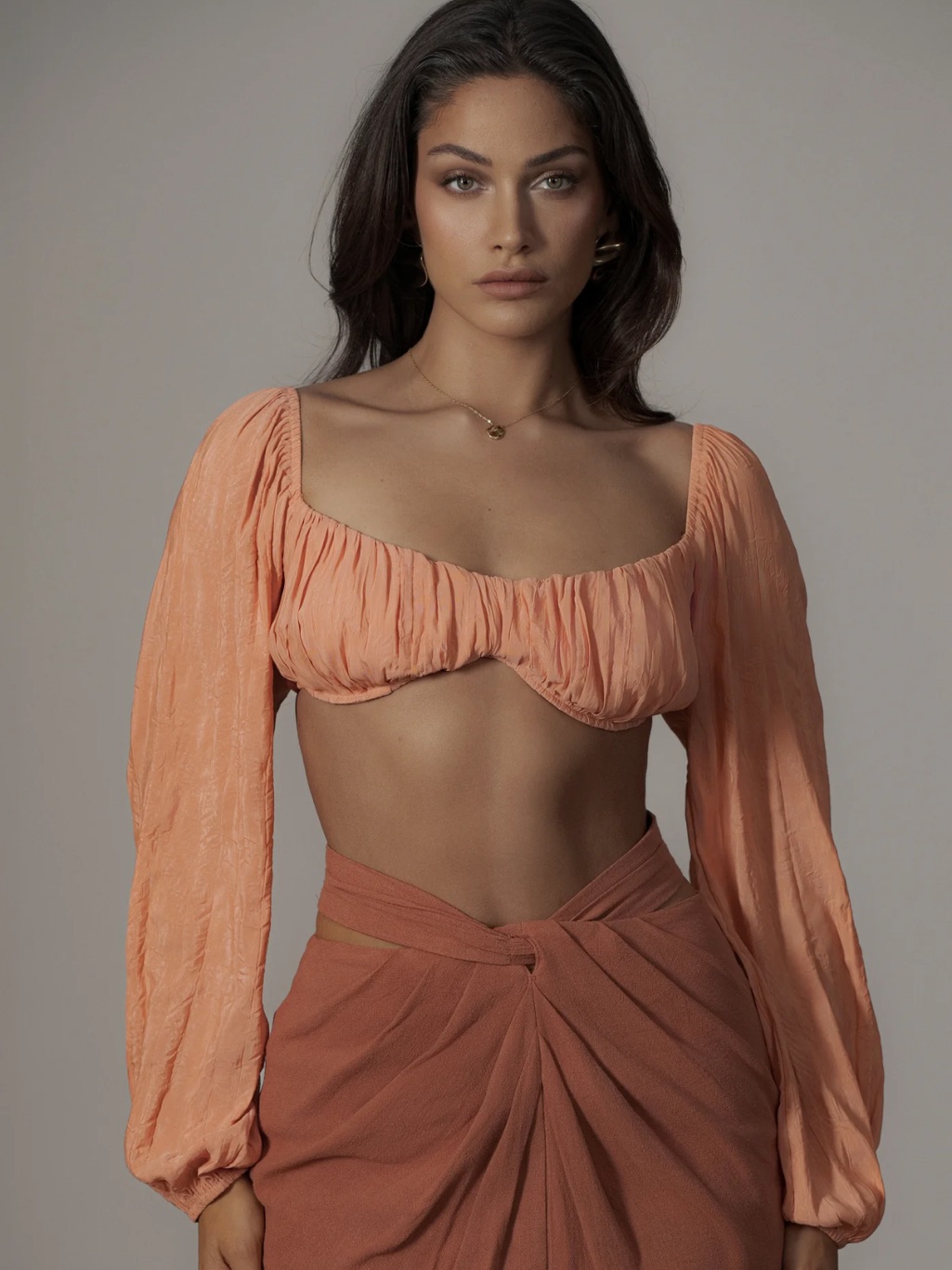 Jluxlabel Coral Carey Long Sleeve Top